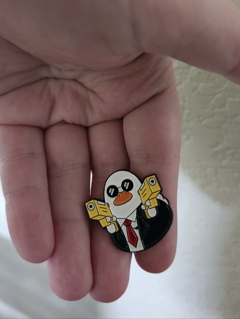 Novelty Bird Enamel Pin - Black, White & Yellow Character